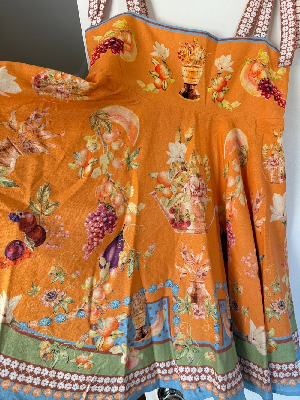 NWT Caroline Constas Linen Blend Fruit and Floral Print Mini Dress | size medium - Picture 8 of 8
